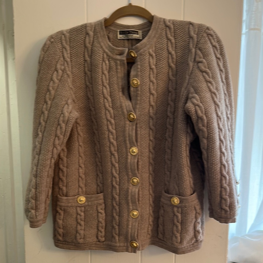 Cable Knit Cardigan with Gold Buttons